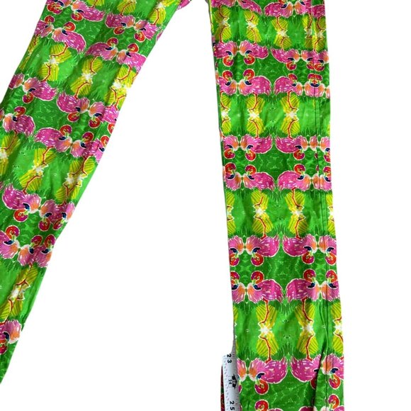 LAUREN GOLD Flamingo Print Green Pink Ankle Pants Size 0 NEW NWT - Picture 5 of 11